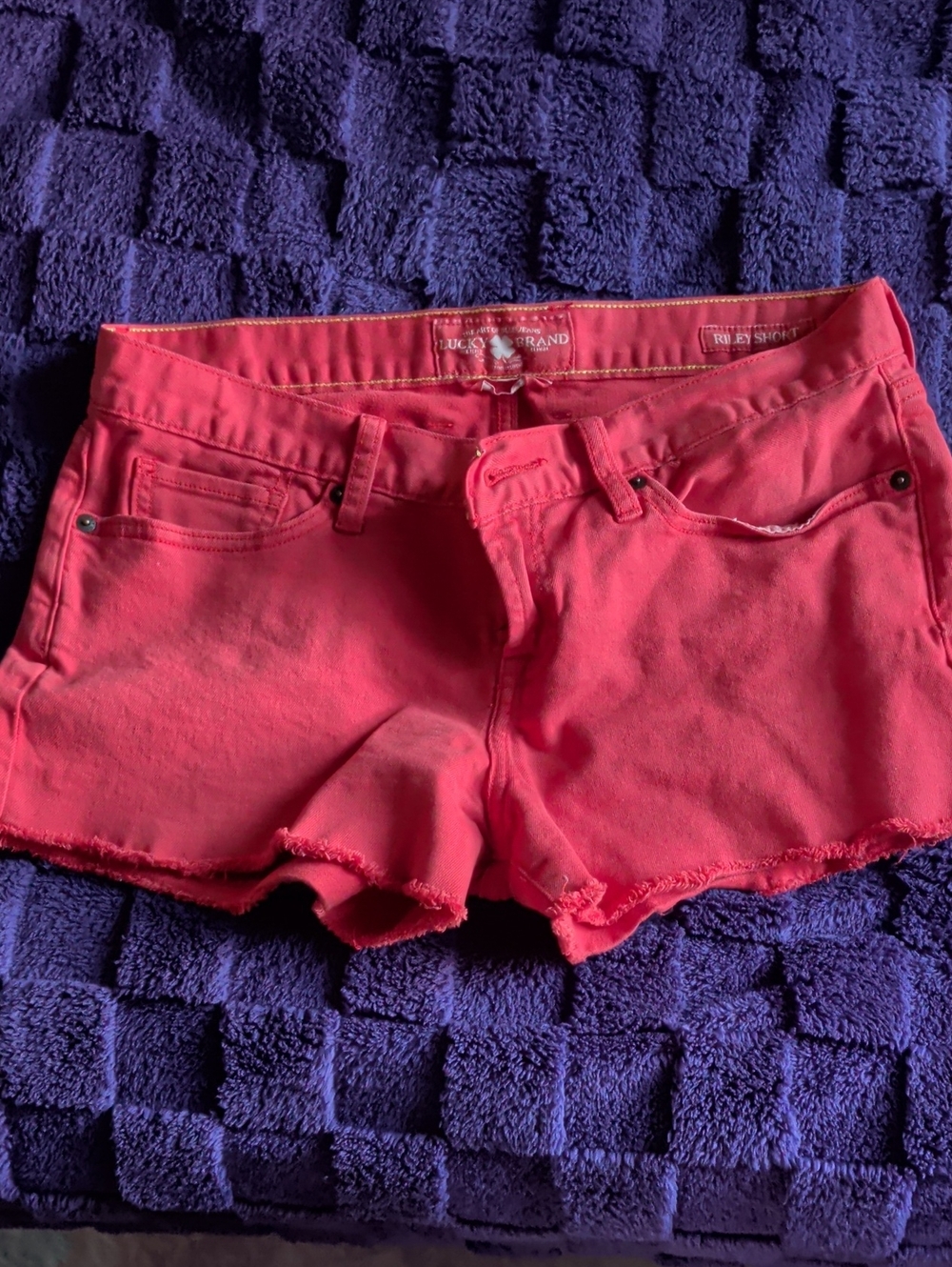 Lucky Brand Women's Coral-Red Denim Cutoff Shorts